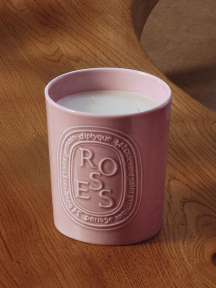 Diptyque Roses Large Candle | Handcrafted Pink Vessel