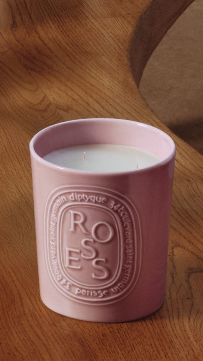 Diptyque Roses Large Candle | Handcrafted Pink Vessel