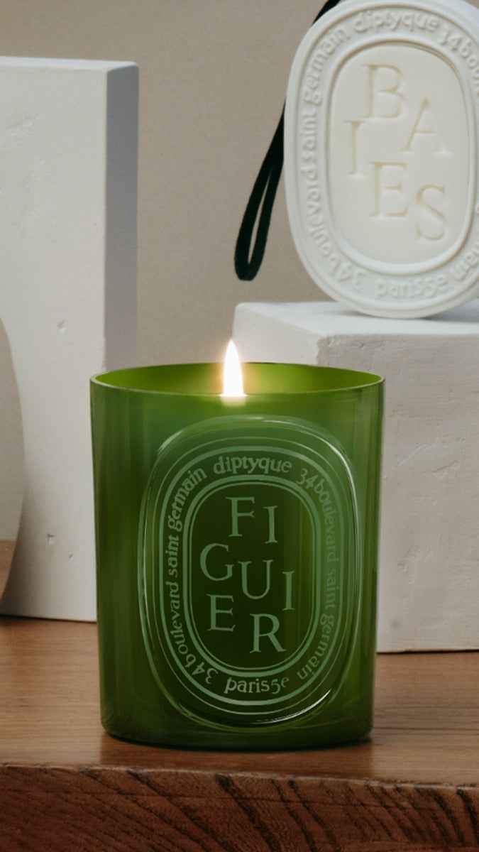 【新品】diptyque Figuier カラーキャンドル グリーン　300g Diptyque Figuier (Fig Tree) Medium Candle 300g | Fig & Green Leaves